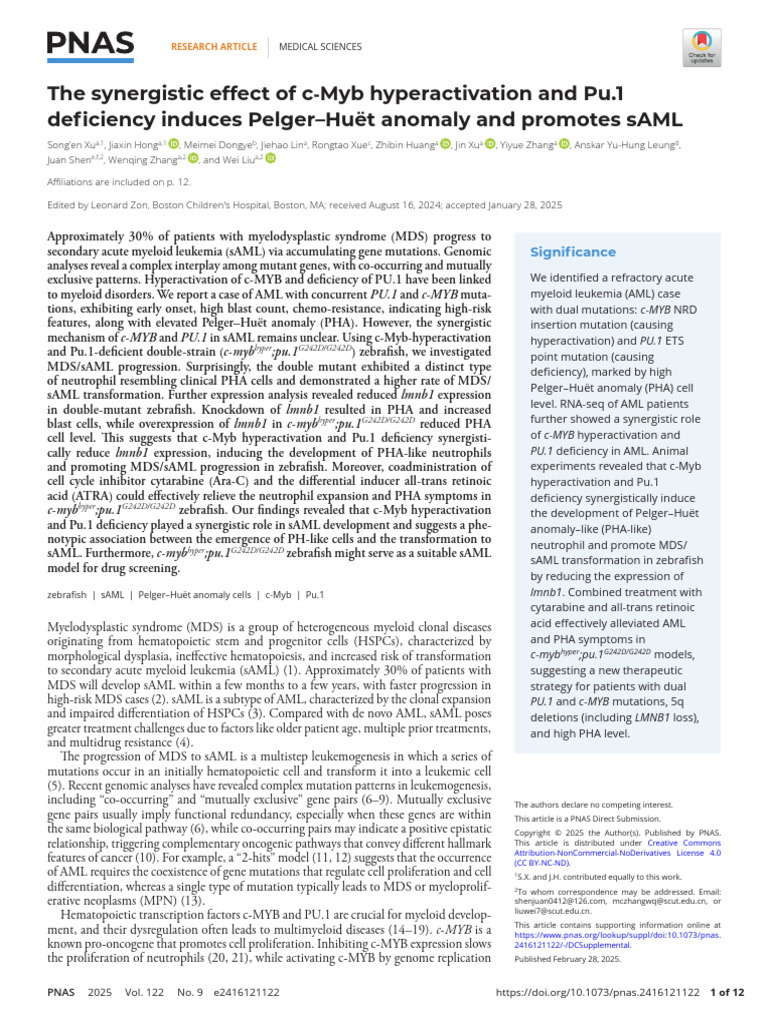 The Synergistic Effect of C-Myb Hyperactivation and Pu.1 | PDF ...