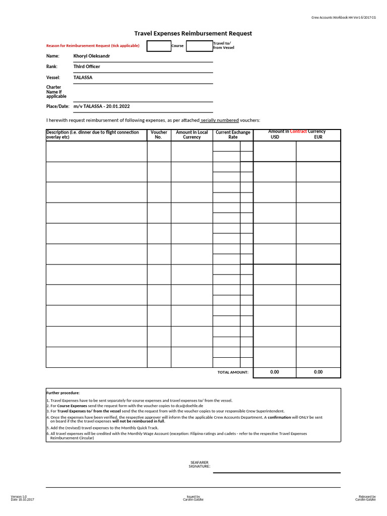 Travel Expenses_Original form | PDF