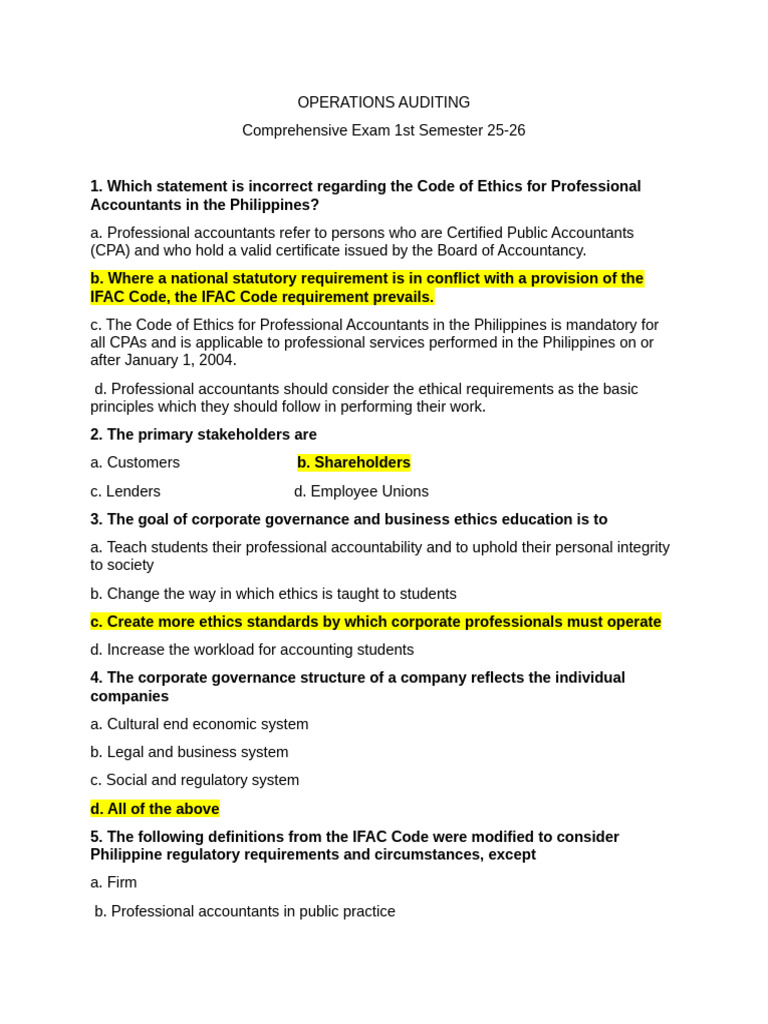 Operations Auditing Exam Review 2025 | PDF | Audit | Internal Audit