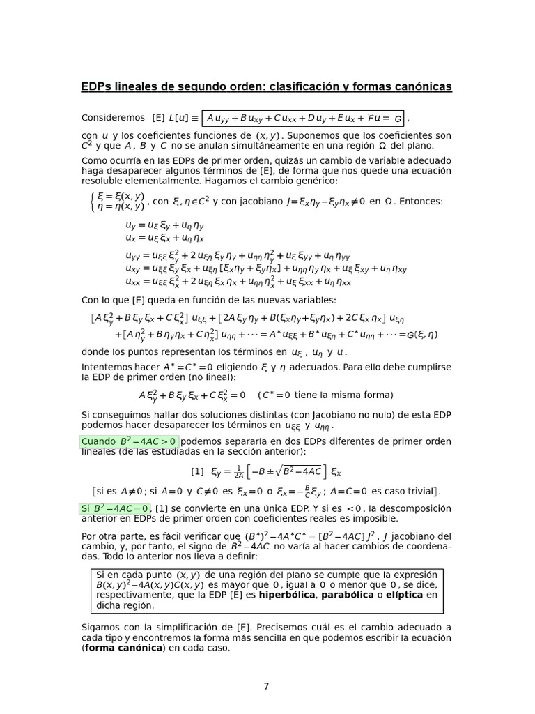 Apuntes - EDPs Lineales de Segundo Orden | PDF | Ecuación diferencial ...