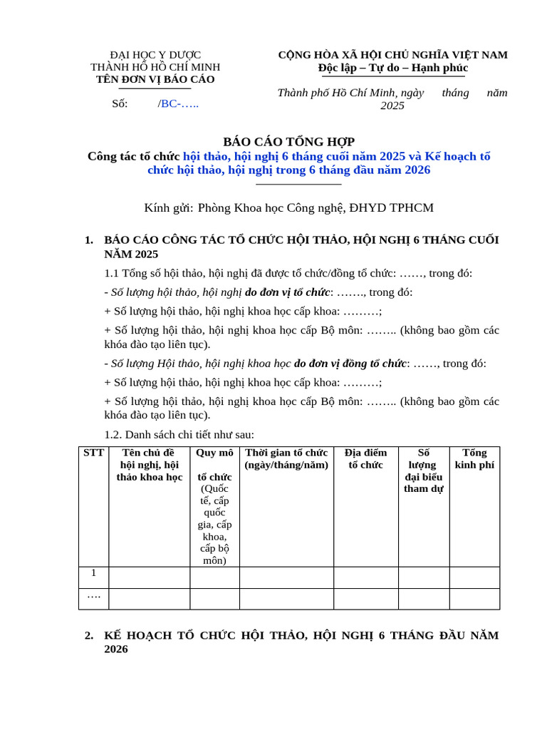 2025.MAU BAO CAO TONG HOP Cong Tac To Chuc Hoi Nghi - Hoi Thao Theo Quy ...