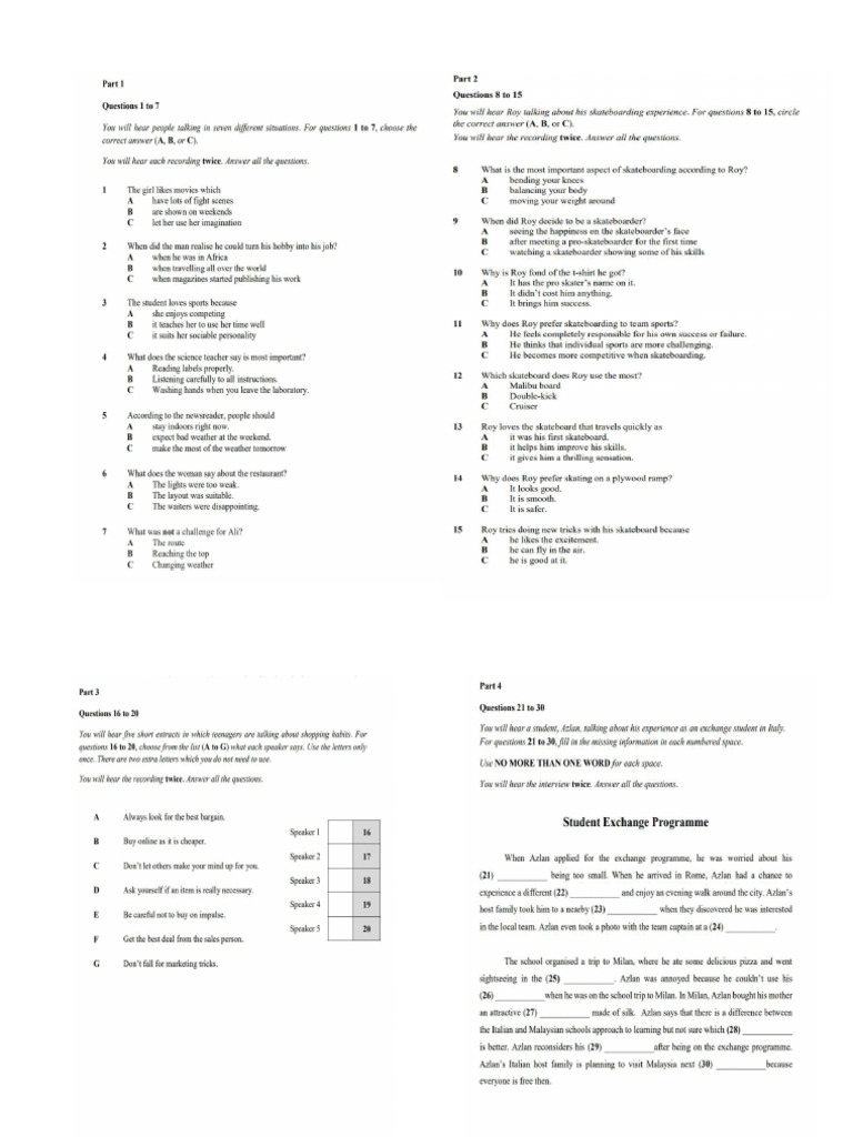 Listening Qs From Format Book | PDF