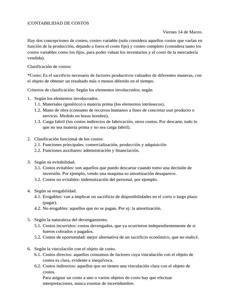 Contabilidad de Costos: Tipos y Clasificación | PDF | Salario | Costo