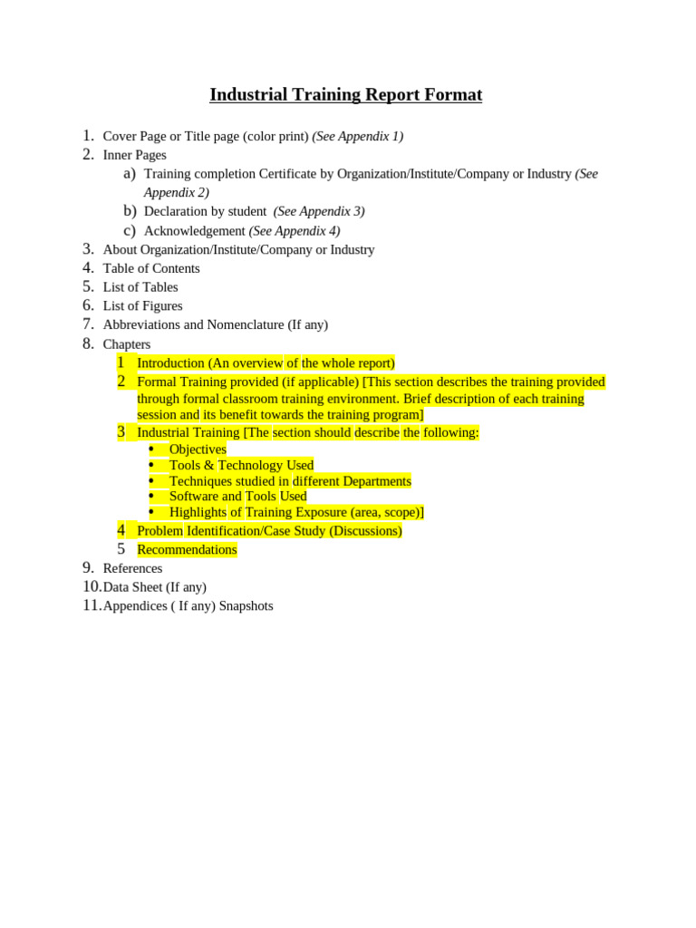 Internship Report - Format | PDF | Table Of Contents