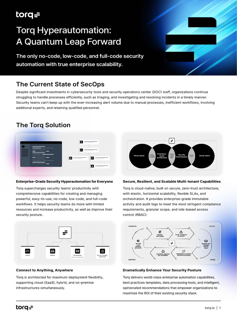 Torq Product Data Sheet | PDF | Cloud Computing | Automation