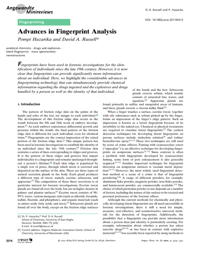 Advances in Forensic Fingerprinting Techniques | PDF | Fingerprint