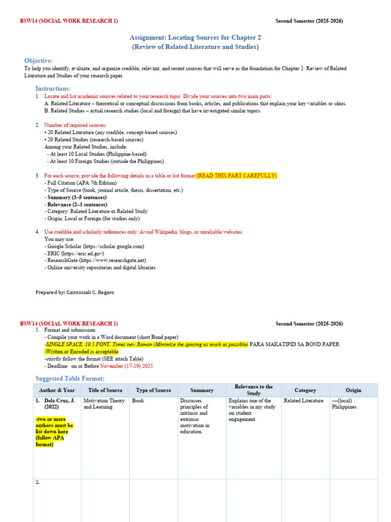 BSW14 Assignment Chapter2 RRL and Studies | PDF | Thesis | Motivation