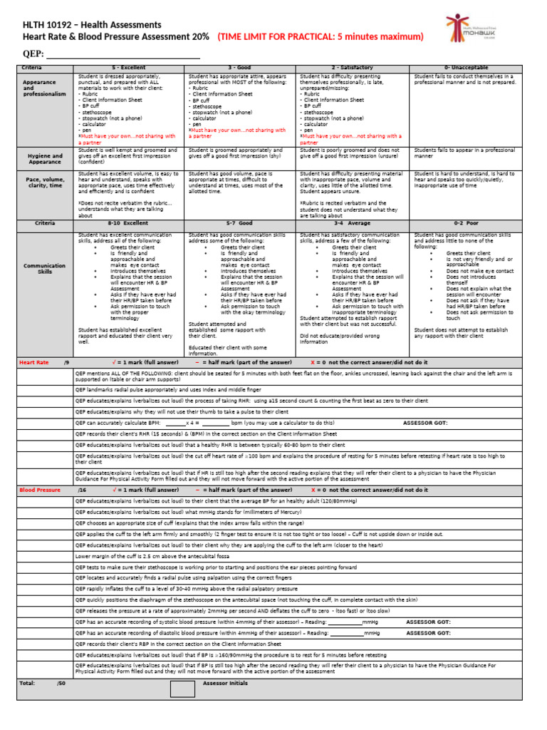 Health Assessments: HR & BP Guide | PDF | Blood Pressure | Heart Rate