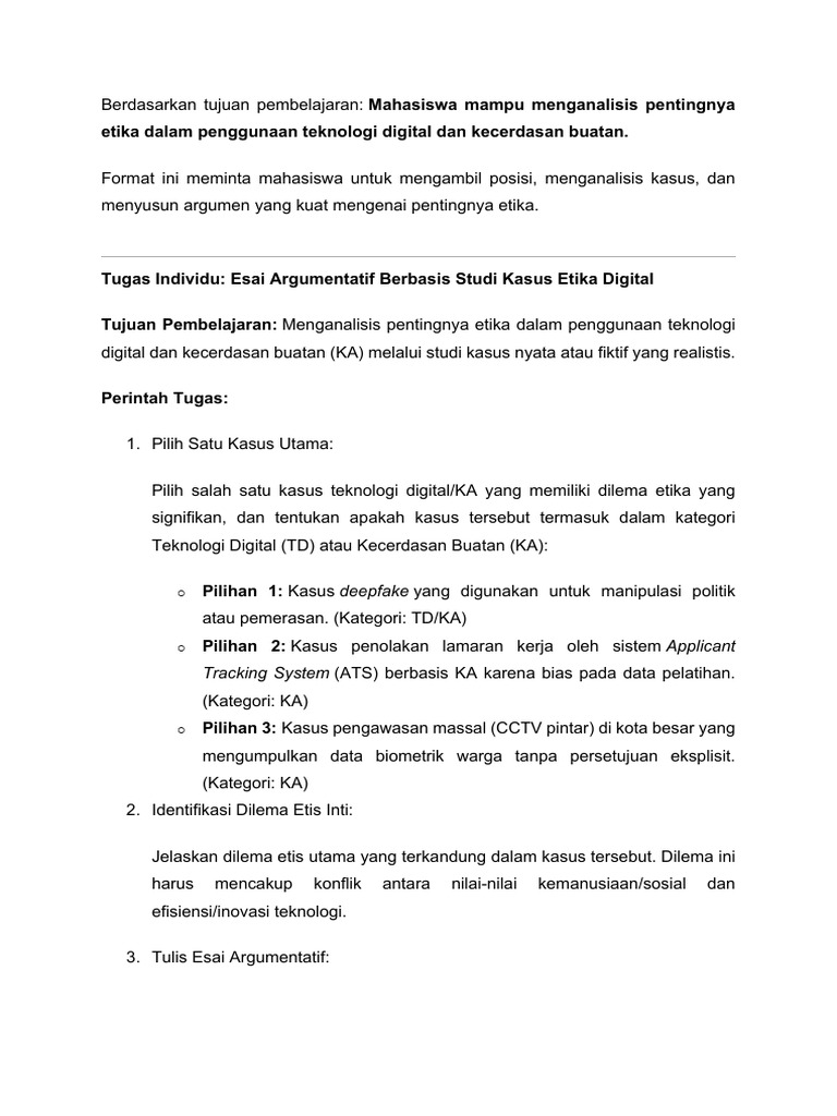 Etika dalam Teknologi Digital dan AI | PDF