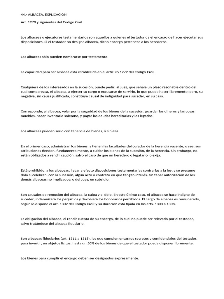 Funciones y Obligaciones del Albacea | PDF
