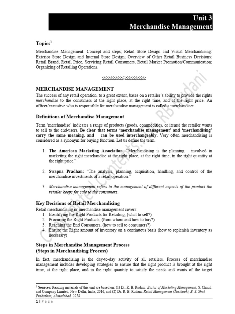 Merchandise Management in Retail Operations | PDF | Retail | Brand
