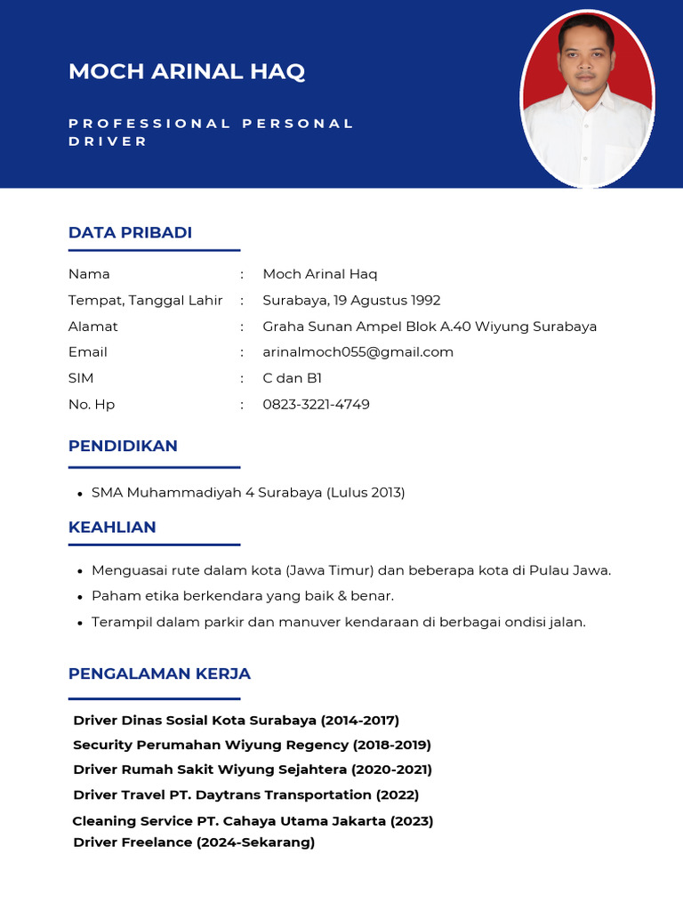 Profil Driver Profesional Surabaya | PDF