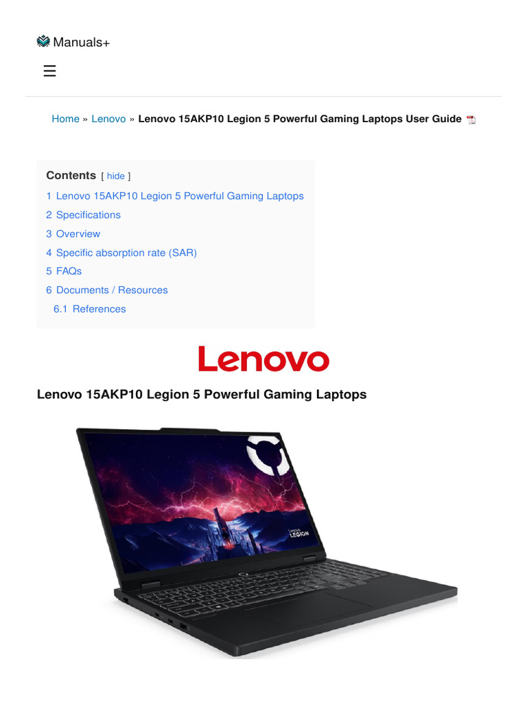 Lenovo 15AKP10 Legion 5 User Guide | PDF | Usb | Laptop