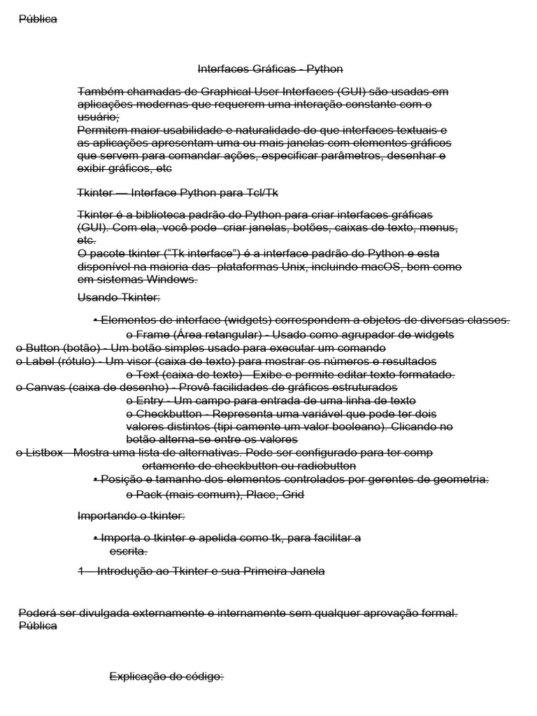 Criando Interfaces Gráficas com Tkinter | PDF | Interfaces gráficas do ...