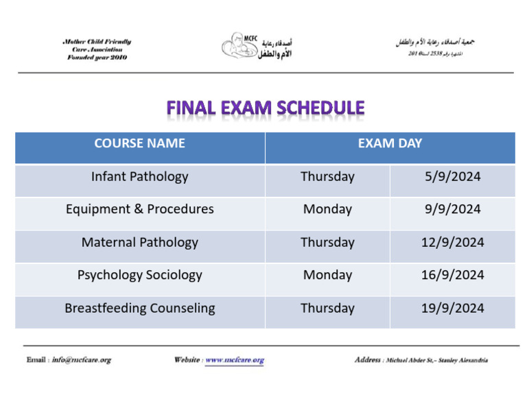 Final Exam Schedule for Courses | PDF