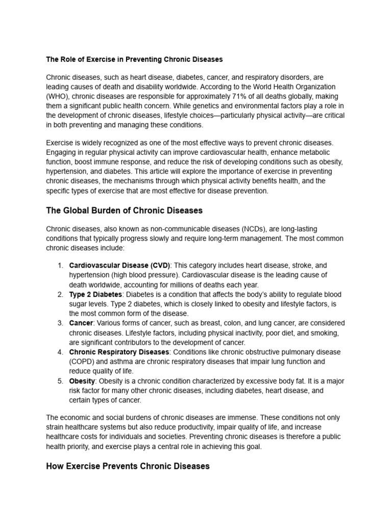 Exercise's Role in Chronic Disease Prevention | PDF | Cardiovascular ...