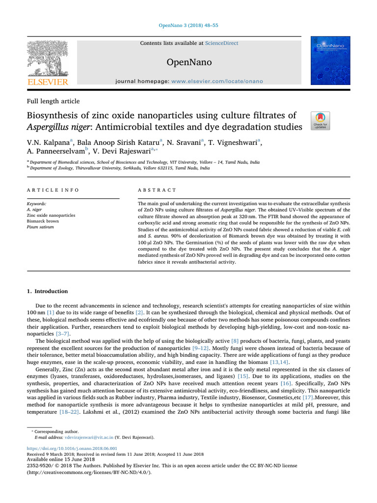Biosynthesis of Zinc Oxide Nanoparticles Using Culture Filtrates of ...