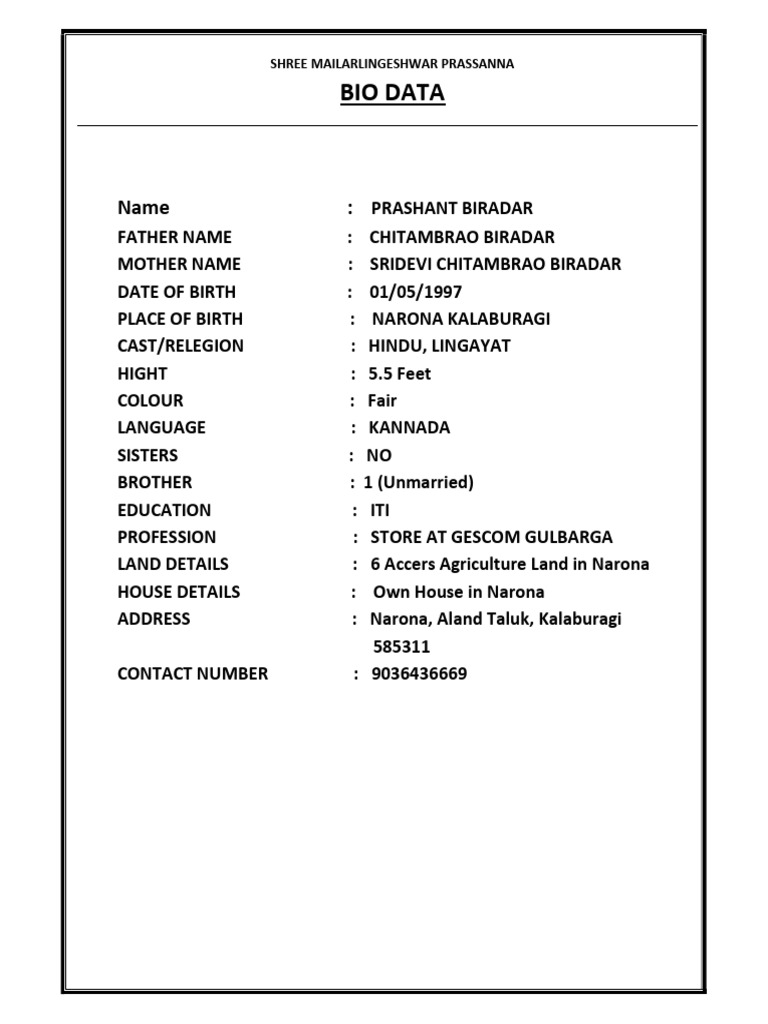 Bio Data | PDF