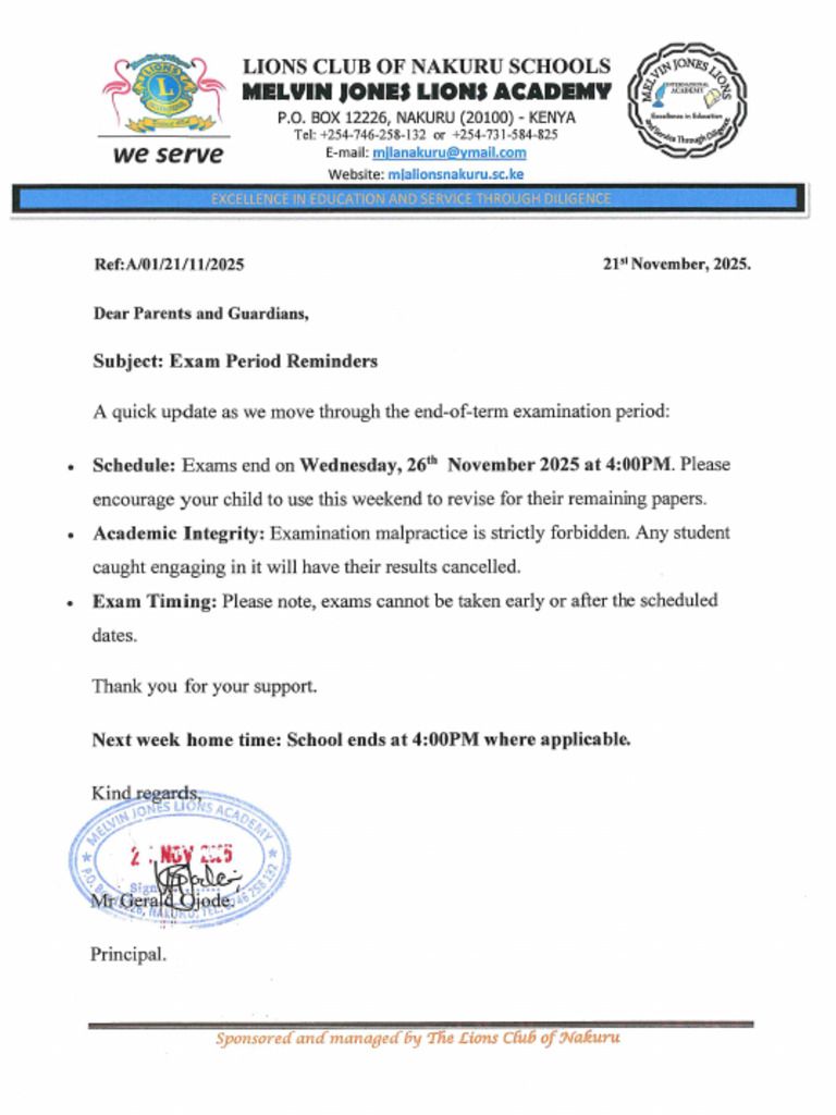 Exam Period Reminders | PDF