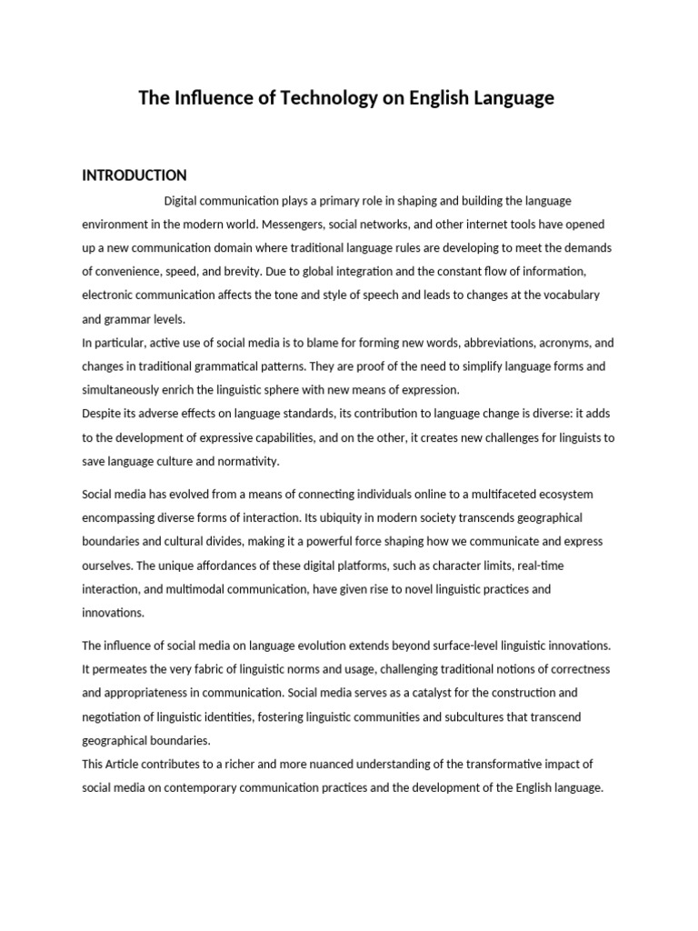 Impact of Social Media on English Language | PDF | Linguistics | Social ...