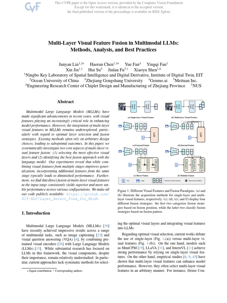 Lin Multi-Layer Visual Feature Fusion in Multimodal LLMs Methods ...