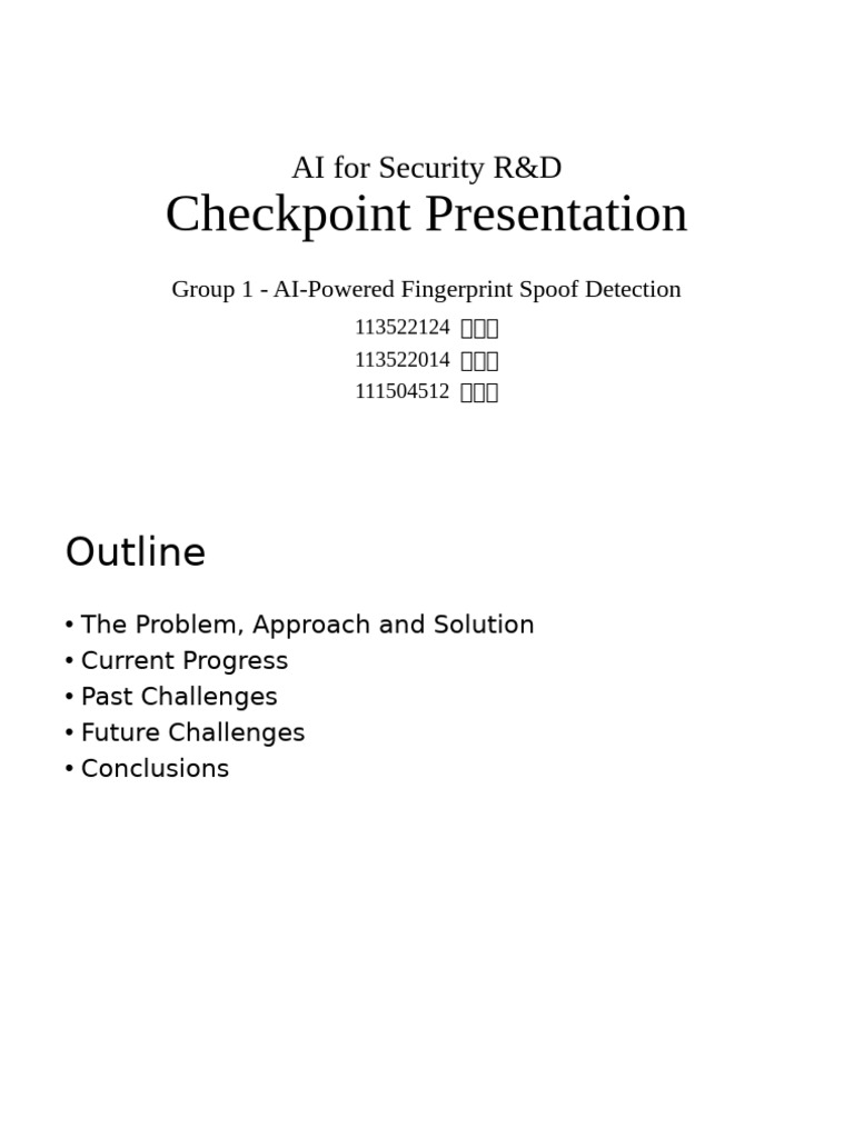AI For Security - Checkpoint Presentation | PDF | Biometrics | Fingerprint