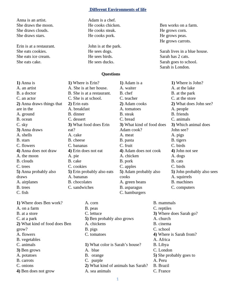 Exploring Different Life Environments | PDF | Weather | Pet