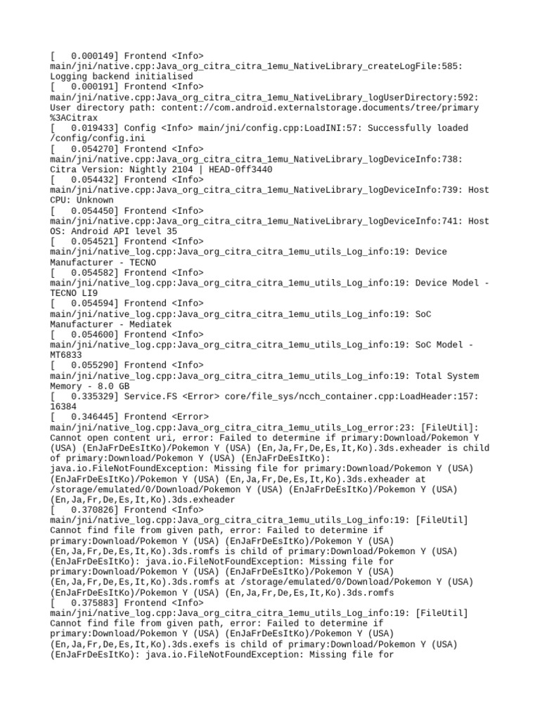 Citra Emulator Log Analysis on Android | PDF | System Software ...