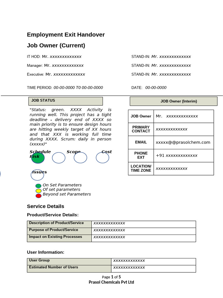 Employment Exit Handover Checklist | PDF | Computing