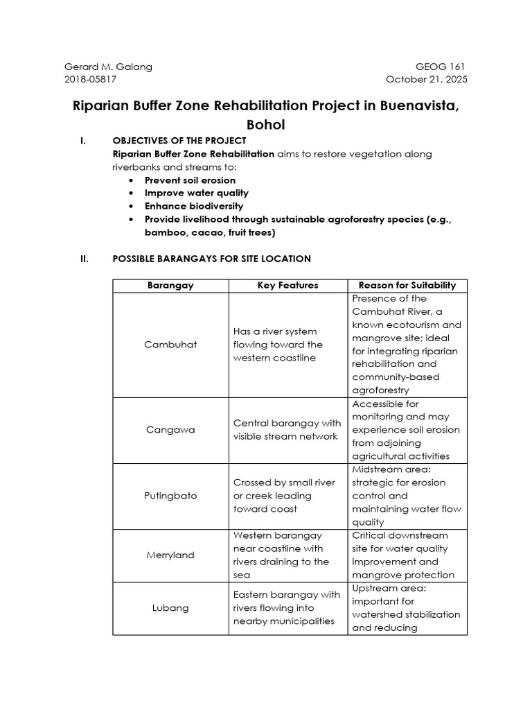 Riparian Buffer Zone Project in Bohol | PDF | Riparian Zone | River