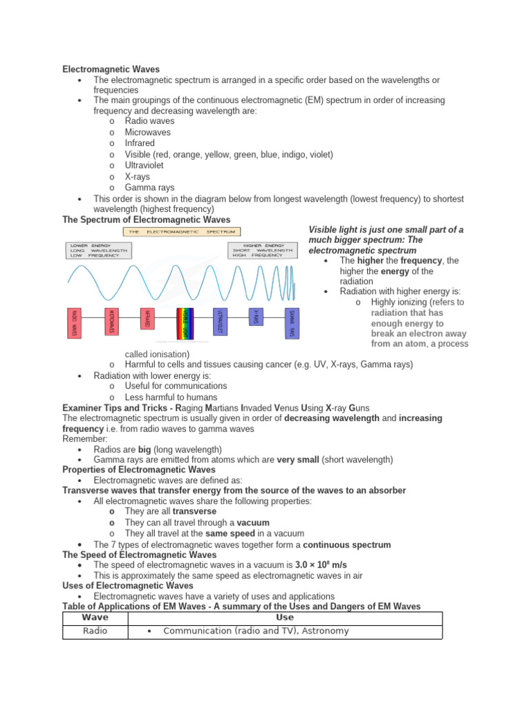 Electromagnetic Waves | PDF | Electromagnetic Spectrum ...