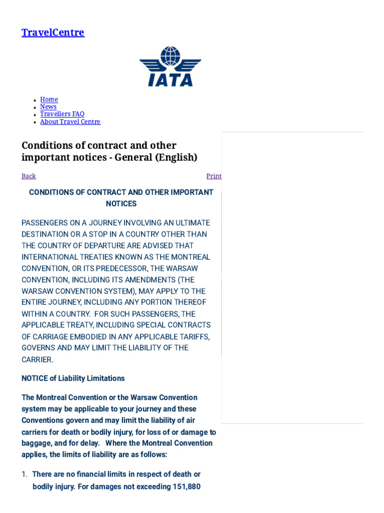 Air Travel Liability and Contract Terms | PDF | Dangerous Goods