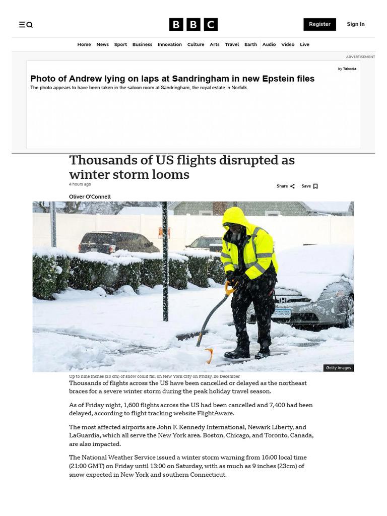 US Flights Disrupted by Winter Storm | PDF | La Guardia Airport ...