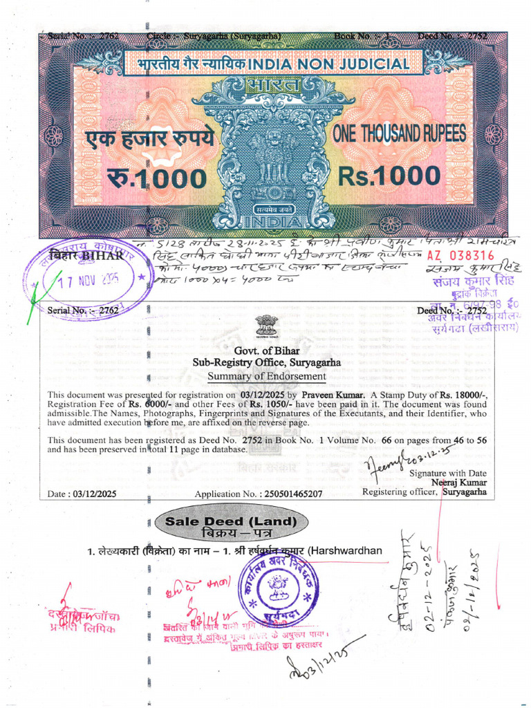 Registered Deed Document - 250501465207 | PDF