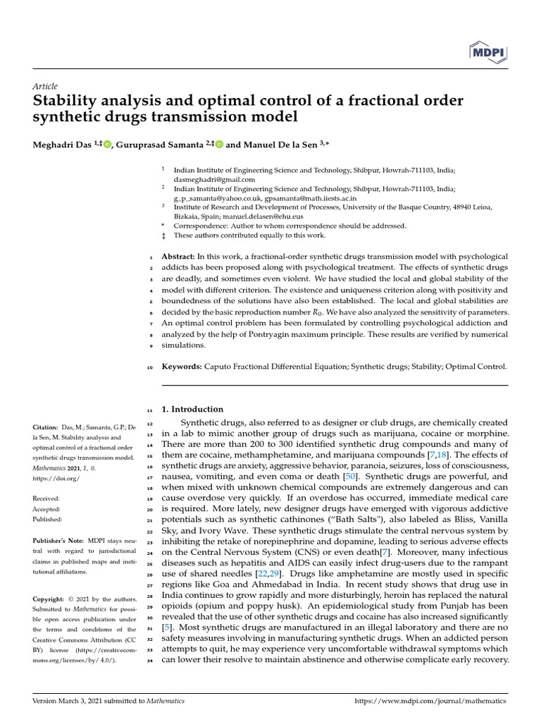 Fractional Order Model for Drug Transmission | PDF | Psychoactive Drugs