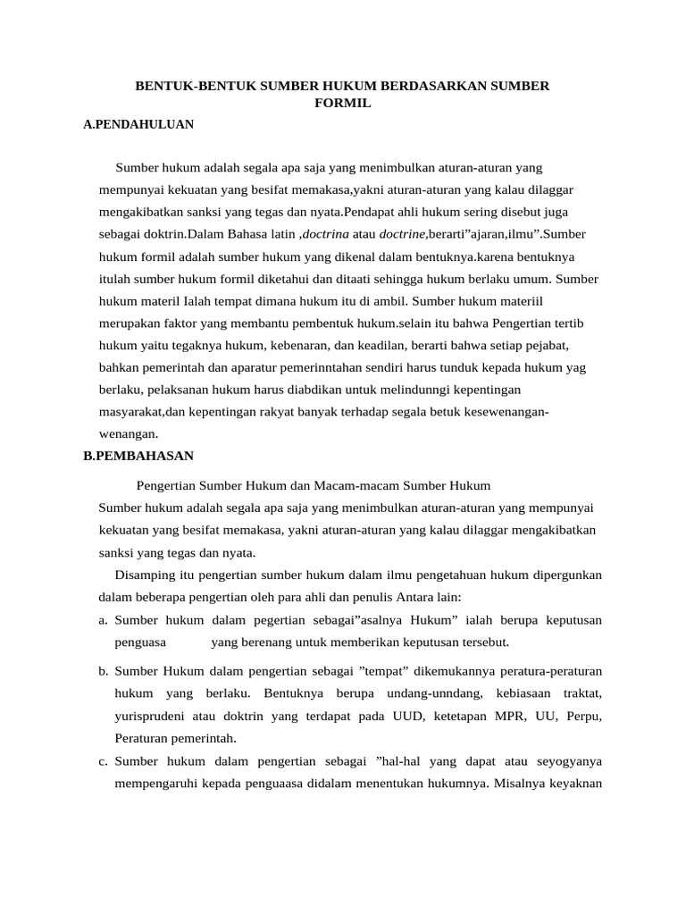 Sumber Hukum Formil dan Materil | PDF