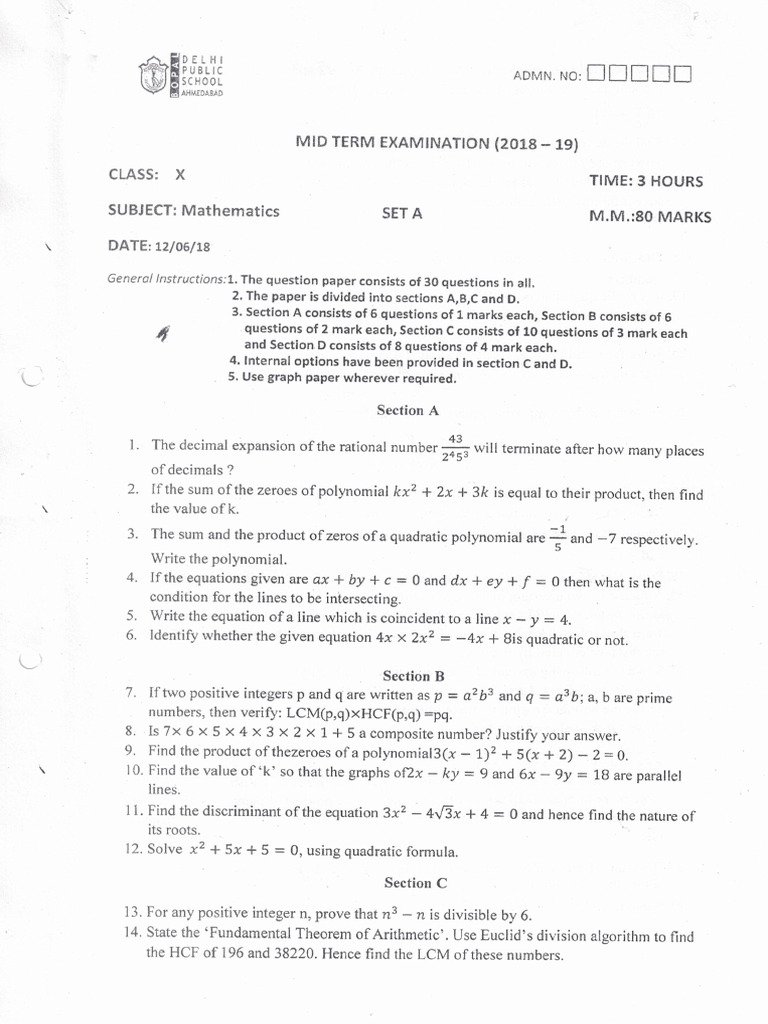 Mathematics 10 MD 2018-19 | PDF