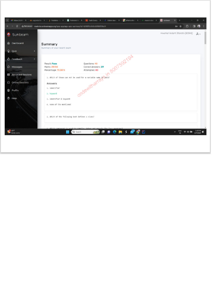 Sunbeam Mock 2024 Core Java | PDF