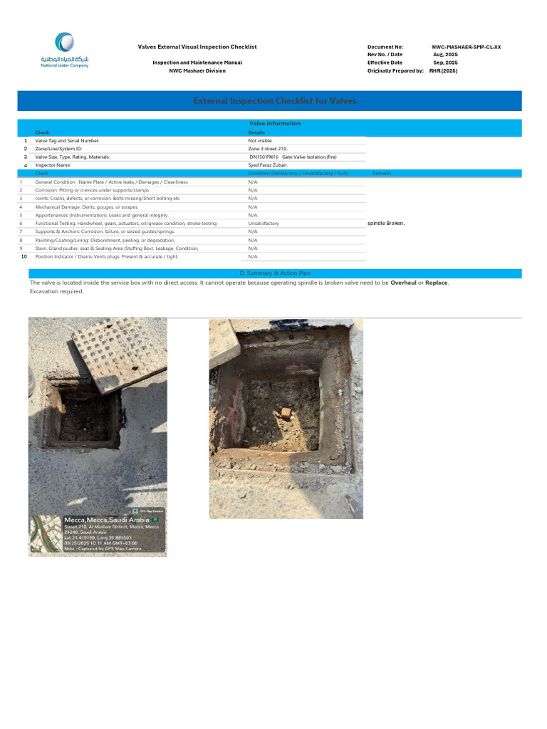 3 DN150 Zone 3 Road 210.fire | PDF | Valve | Leak