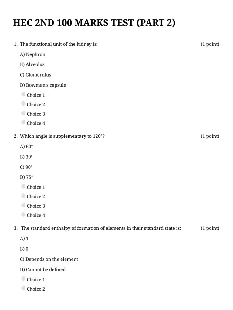 HEC 2nd 100 Marks Test Part 2 | PDF | Covalent Bond | Chemical Bond