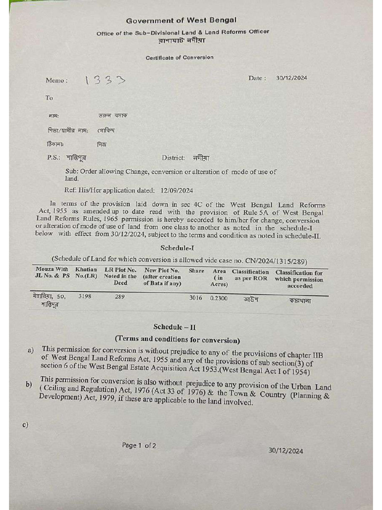 Land Conversion Document IISTEX | PDF