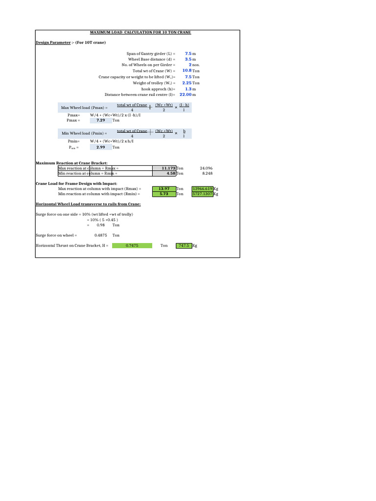 10 Ton Crane Load Calculation Guide | PDF | Crane (Machine ...