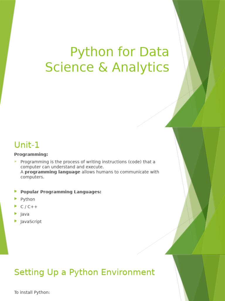 Python For Data Science Analytics-Unit-1-Part-1 | PDF | Data Type ...