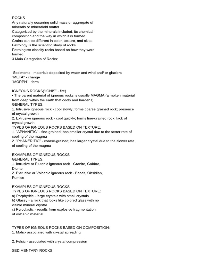 Understanding Rock Types and Formation | PDF | Magma | Igneous Rock