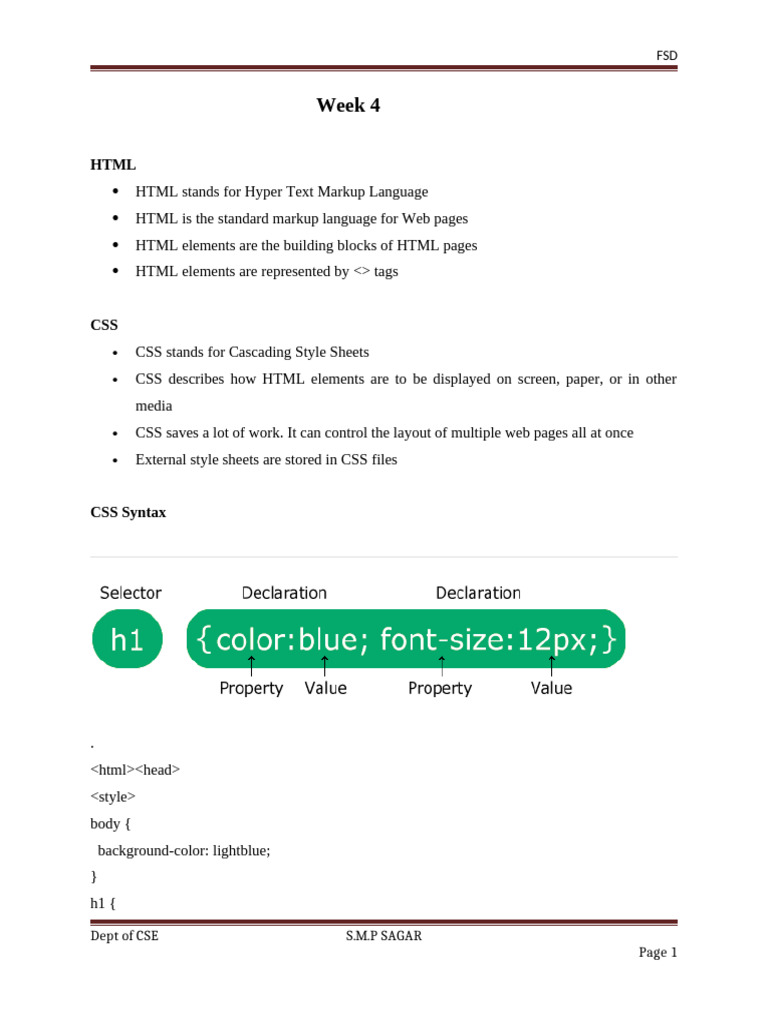 Week 4 | PDF | Html | Html Element