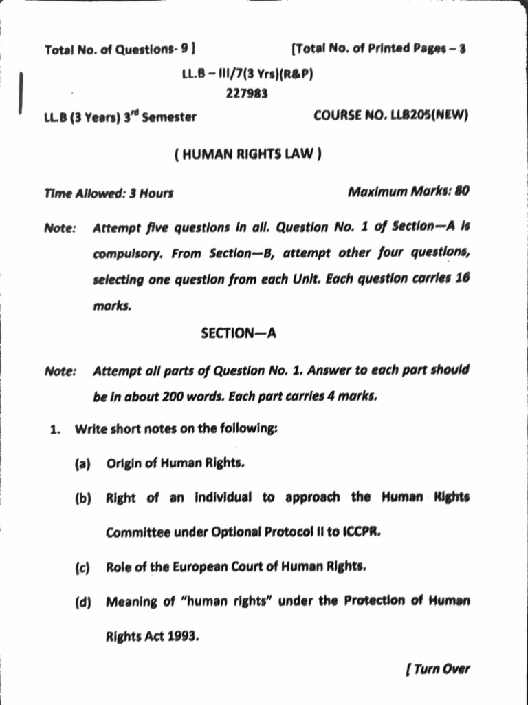 Human Rights Law Exam Questions Guide | PDF | Human Rights | Justice