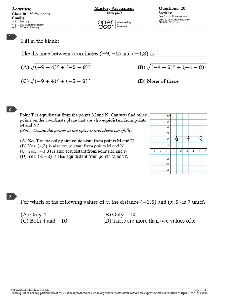 Class 10 Math Mastery Assessment Guide | PDF