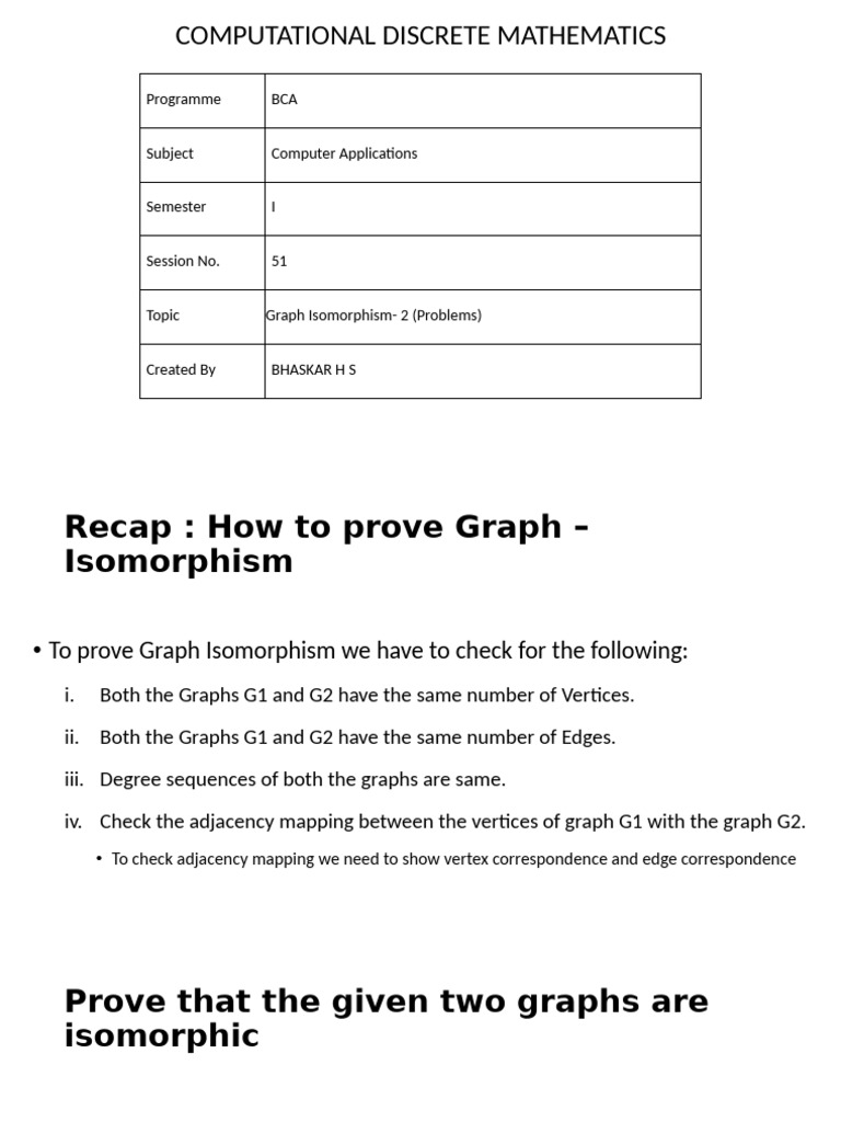 Graph Isomorphism Proofs and Solutions | PDF | Vertex (Graph Theory ...