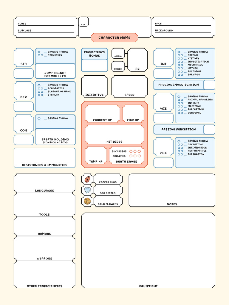 Comprehensive RPG Character Sheet | PDF | Gaming | Role Playing Games
