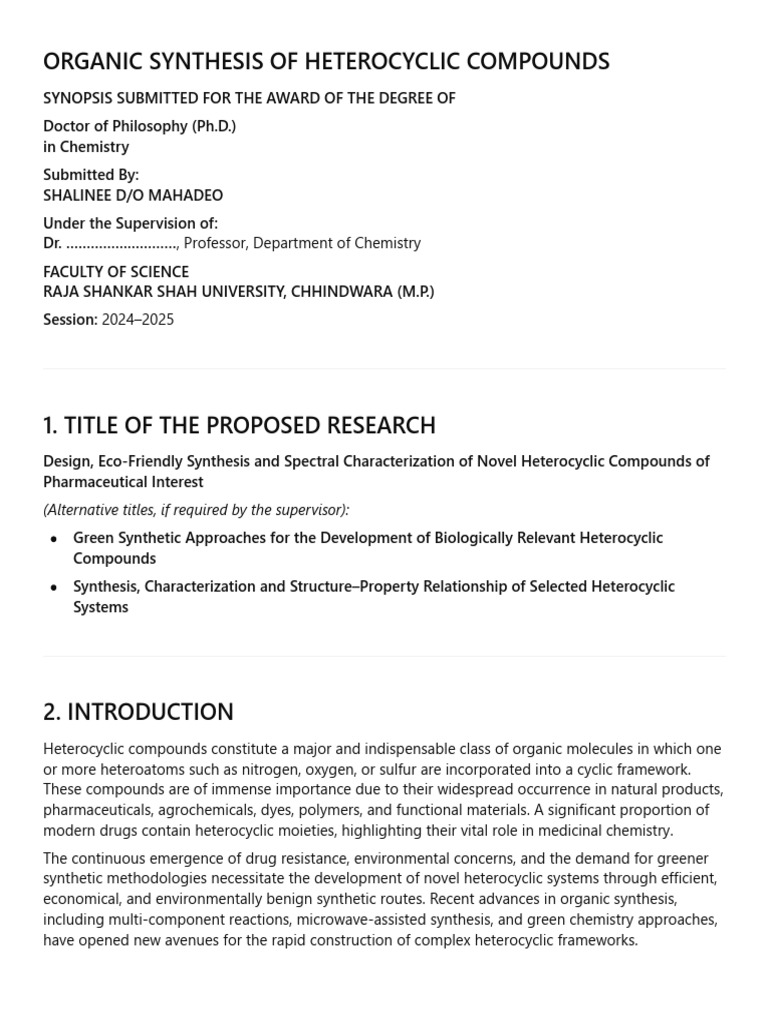 Eco-Friendly Synthesis of Heterocycles | PDF | Organic Synthesis ...